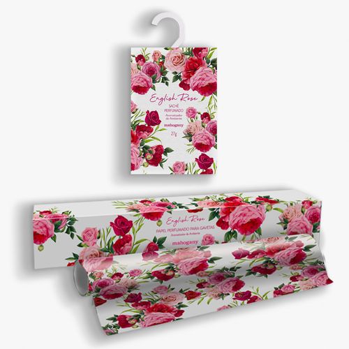 Kit English Rose Papel Perfumado e Sachê