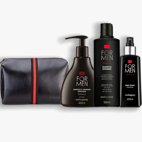 Kit Sabonete, Desodorante e Shampoo Mahogany For Men com Necessaire