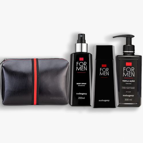 Kit Sabonete, Fragrância e Desodorante For Men com Necessaire