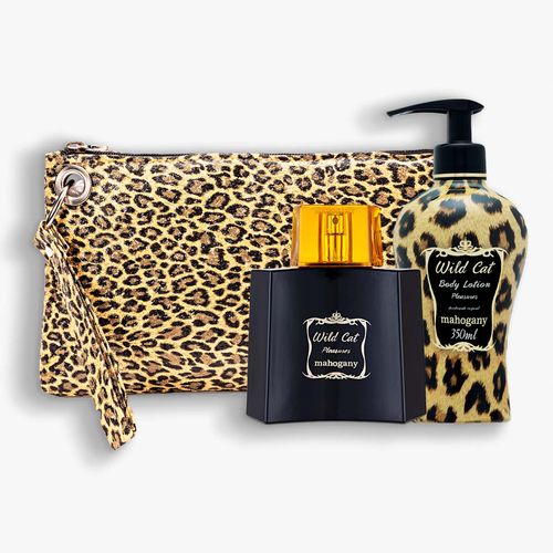 Kit Wild Cat Fragrância com Hidratante e Clutch