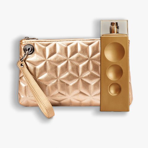 Kit Make me Fever Gold Fragrância e Clutch Trend Dourada