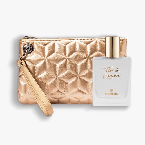 Kit Flor de Cerejeira e Clutch Fragrância Desodorante Corporal  e Clutch
